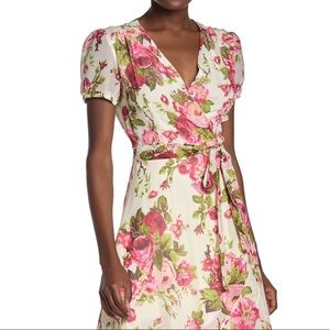 Betsey Johnson Short Sleeve Floral High/Low Dress